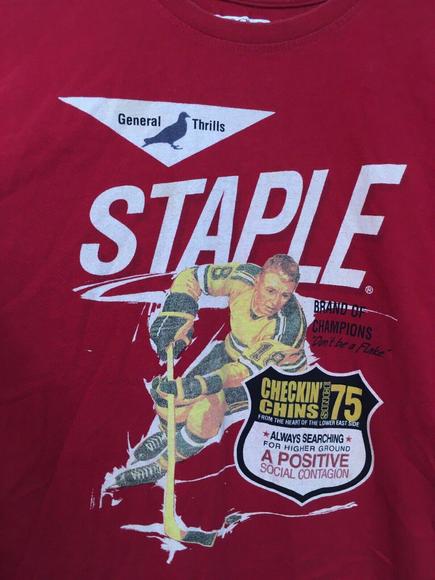 Staple World Record Pigeon Brand Red Tshirt Dont Be a Flake General Thrills LG - Picture 2 of 11